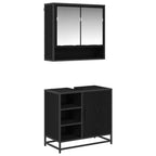 Juego de muebles de baño 2 pcs Roble Negro Madera de ingeniería