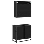 Juego de muebles de baño 2 pcs Roble Negro Madera de ingeniería