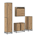 Juego de muebles de baño con cajón 4 pcs Roble artesanal