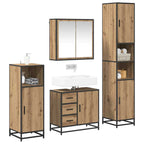 Juego de muebles de baño con cajón 4 pcs Roble artesanal