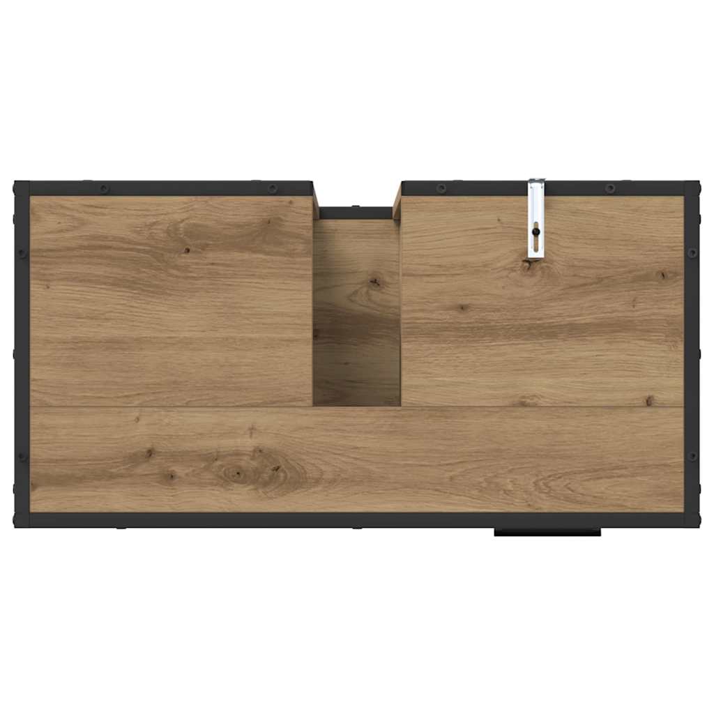 Juego de muebles de baño con cajón 4 pcs Roble artesanal