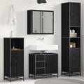 Juego de muebles de baño 4 pcs Roble Negro Madera de ingeniería
