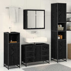 Juego de muebles de baño 3 pcs Roble Negro Madera de ingeniería