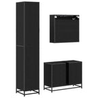 Juego de muebles de baño 3 pcs Roble Negro Madera de ingeniería
