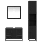 Juego de muebles de baño 3 pcs Roble Negro Madera de ingeniería