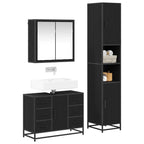 Juego de muebles de baño 3 pcs Roble Negro Madera de ingeniería