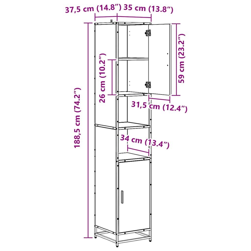 Juego de muebles de baño 3 pcs Roble Negro Madera de ingeniería