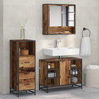 Juego de muebles de baño con cajón 3 pcs Madera envejecida