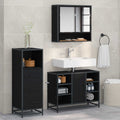 Juego de muebles de baño 3 pcs Roble Negro Madera de ingeniería