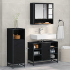 Juego de muebles de baño 3 pcs Roble Negro Madera de ingeniería