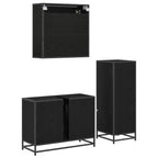 Juego de muebles de baño 3 pcs Roble Negro Madera de ingeniería