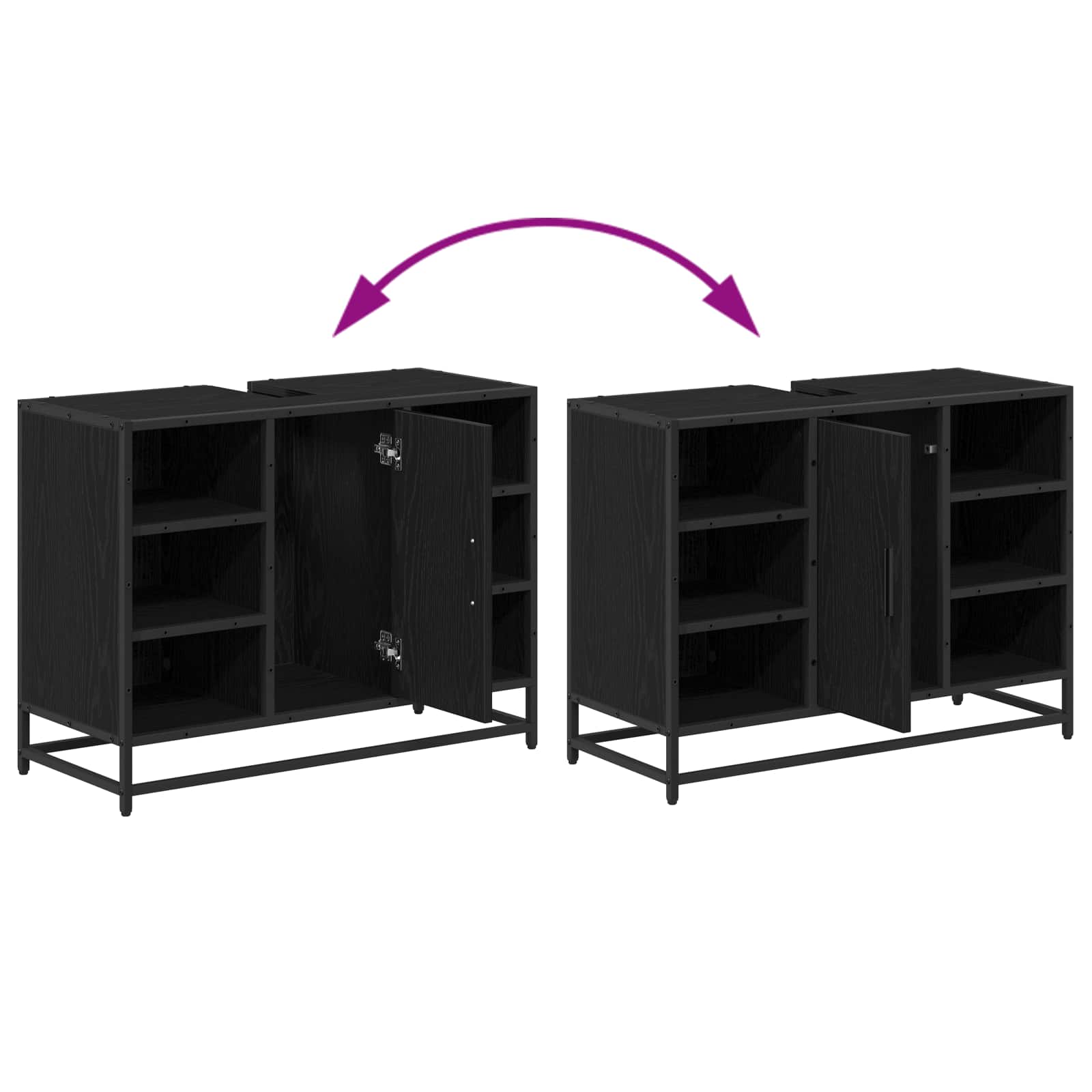 Juego de muebles de baño 3 pcs Roble Negro Madera de ingeniería