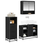 Juego de muebles de baño 3 pcs Roble Negro Madera de ingeniería