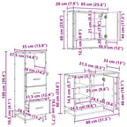 Juego de muebles de baño 3 pcs Roble Negro Madera de ingeniería