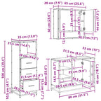 Juego de muebles de baño 3 pcs Roble Negro Madera de ingeniería