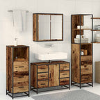 Juego de muebles de baño con cajón 4 pcs Madera vieja