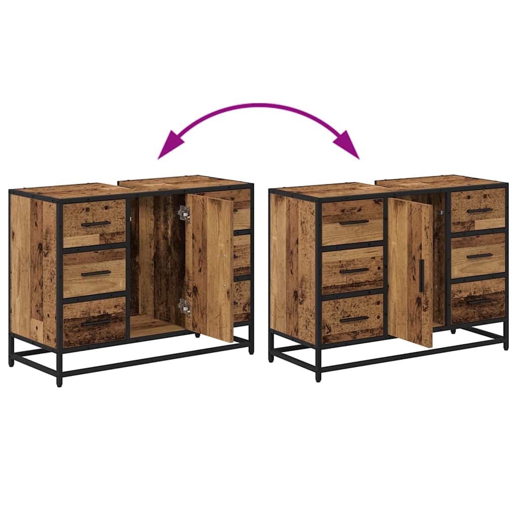 Juego de muebles de baño con cajón 4 pcs Madera vieja