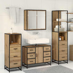 Juego de muebles de baño con cajón 4 pcs Roble artisan