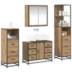 Juego de muebles de baño con cajón 4 pcs Roble artisan