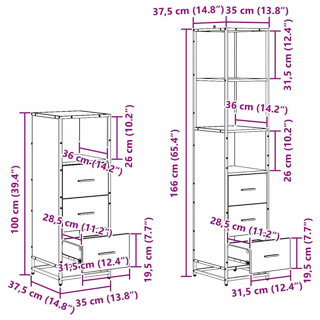 Juego de muebles de baño con cajón 4 pcs Roble artisan