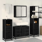 Juego de muebles de baño 4 pcs Roble Negro Madera de ingeniería