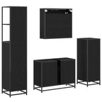 Juego de muebles de baño 4 pcs Roble Negro Madera de ingeniería