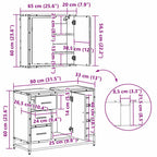Juego de muebles de baño 4 pcs Roble Negro Madera de ingeniería