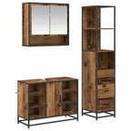 Juego de muebles de baño con cajón 3 pcs Madera envejecida