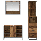 Juego de muebles de baño con cajón 3 pcs Madera envejecida