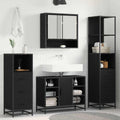 Juego de muebles de baño 3 pcs Roble Negro Madera de ingeniería