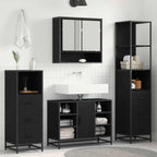 Juego de muebles de baño 3 pcs Roble Negro Madera de ingeniería