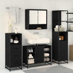 Juego de muebles de baño 3 pcs Roble Negro Madera de ingeniería