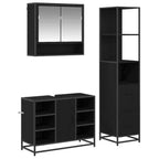 Juego de muebles de baño 3 pcs Roble Negro Madera de ingeniería