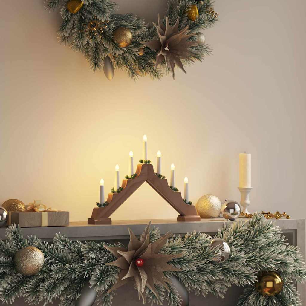 Puente de velas navideñas con 7 LED 3 pcs Rojo 39.5 x 5 x 29 cm