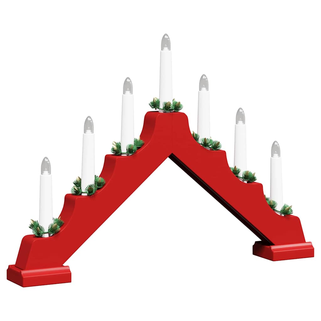 Puente de velas navideñas con 7 LED 3 pcs Rojo 39.5 x 5 x 29 cm