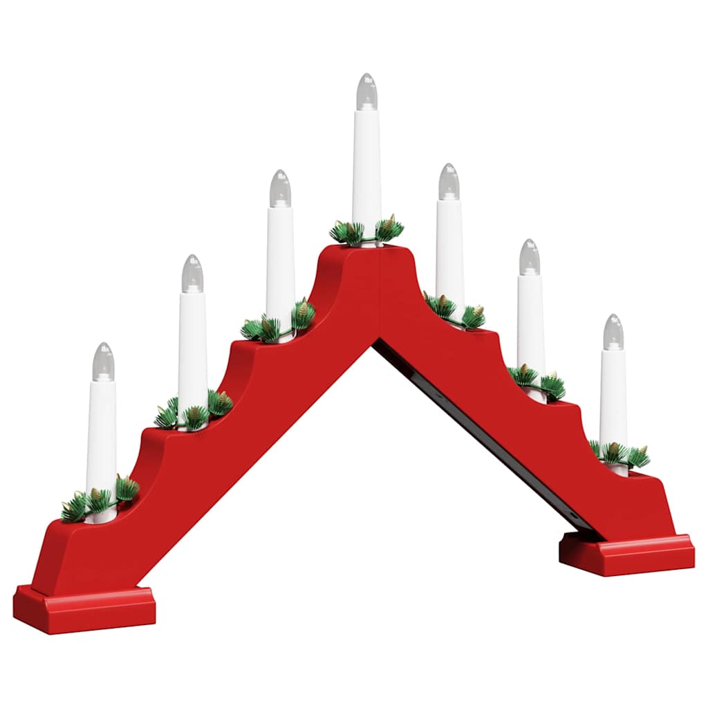 Puente de velas navideñas con 7 LED 3 pcs Rojo 39.5 x 5 x 29 cm