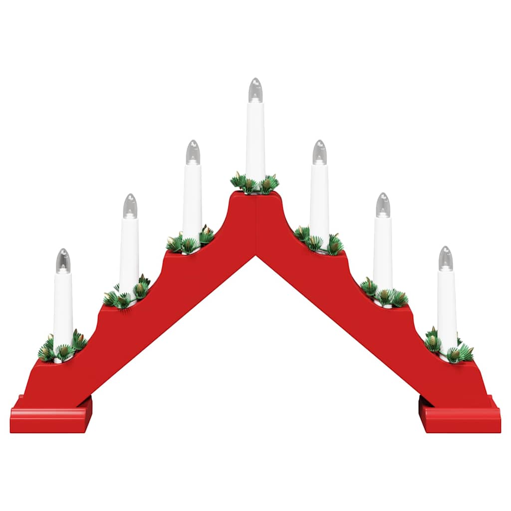 Puente de velas navideñas con 7 LED 3 pcs Rojo 39.5 x 5 x 29 cm