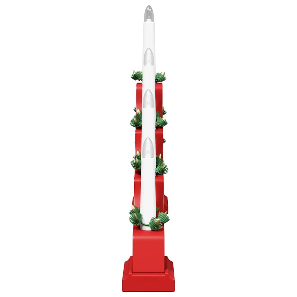 Puente de velas navideñas con 7 LED 3 pcs Rojo 39.5 x 5 x 29 cm