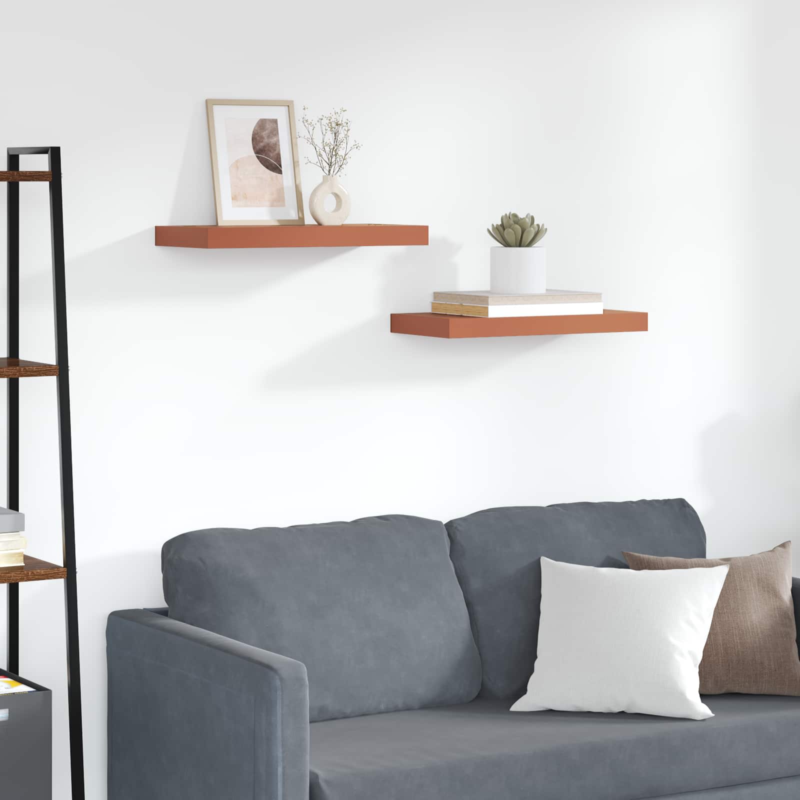 Estante de pared 2 pcs Beige 120 x 23,5 x 4 cm
