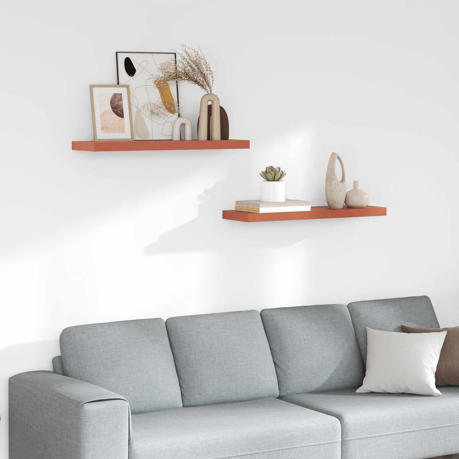 Estante de pared 2 pcs Beige 120 x 23,5 x 4 cm