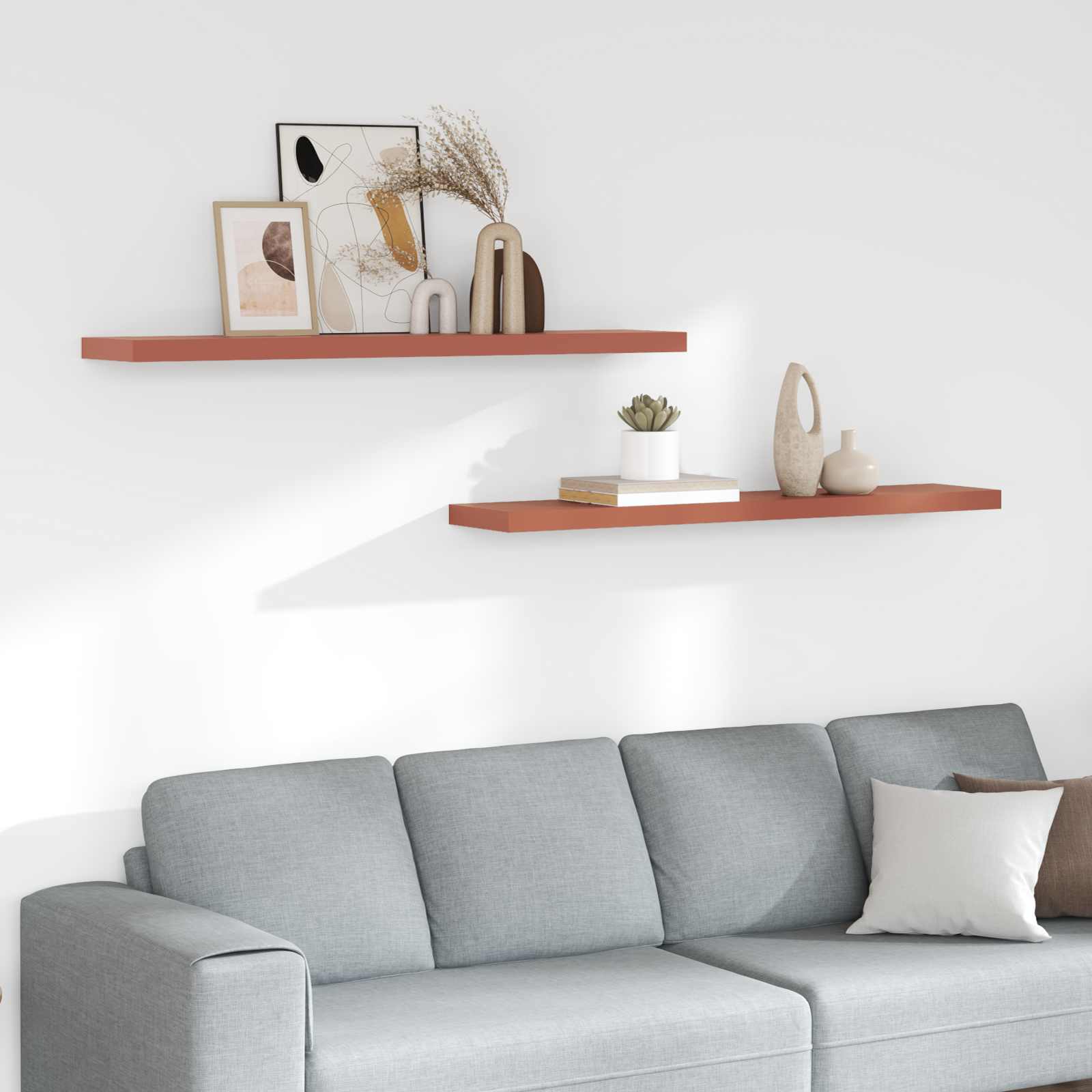 Estante de pared 2 pcs Beige 120 x 23,5 x 4 cm