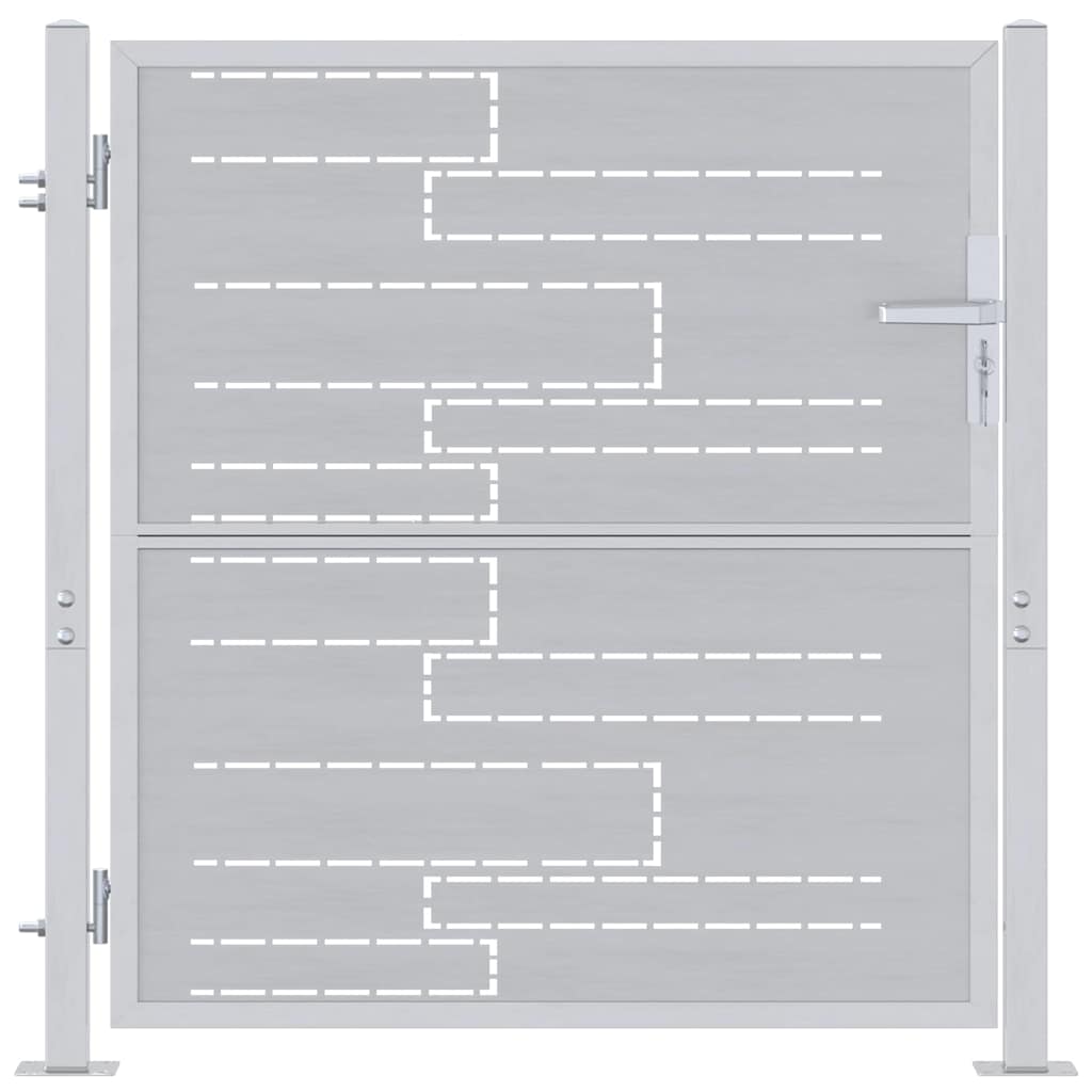 Puerta de jardín Plateado 85 x 97 cm Acero inoxidable