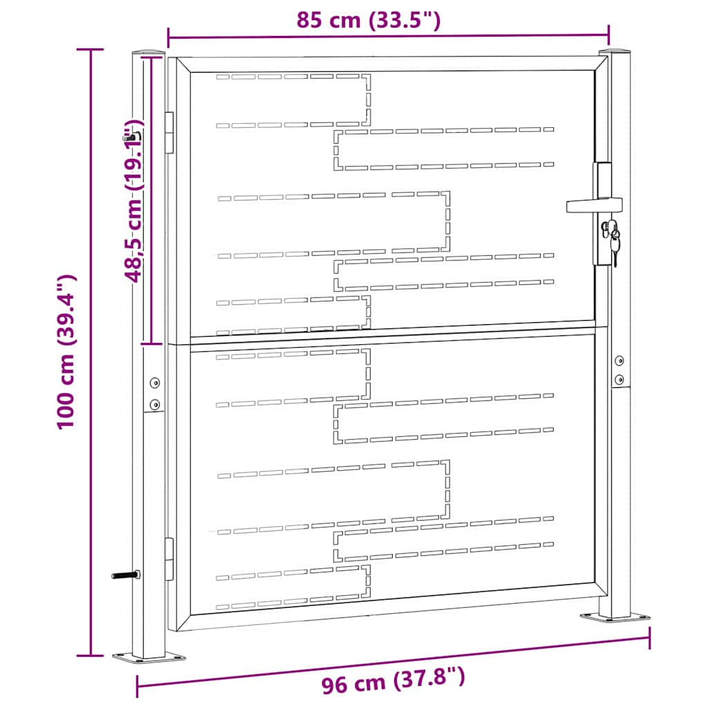 Puerta de jardín Plateado 85 x 97 cm Acero inoxidable