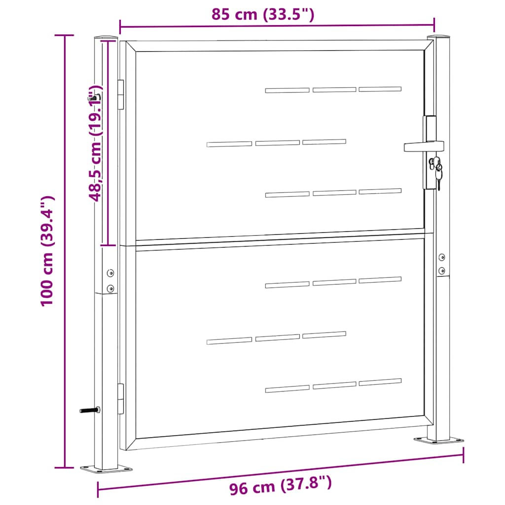 Puerta de jardín Plateado 85 x 97 cm Acero inoxidable