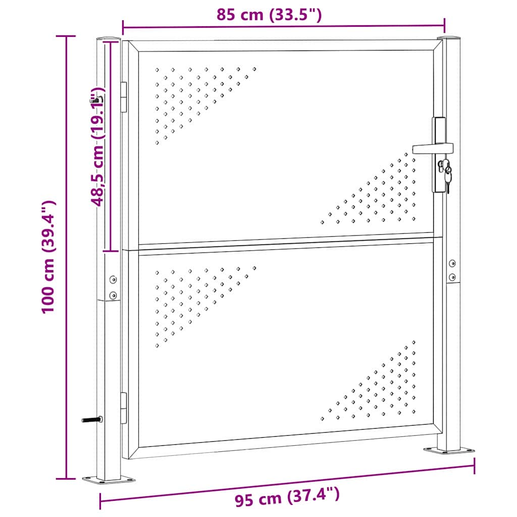 Puerta de jardín Plateado 85 x 97 cm Acero inoxidable
