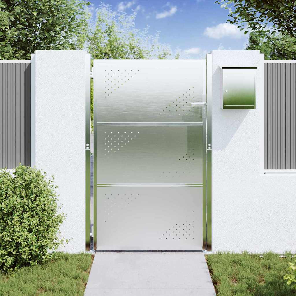 Puerta de jardín Plateado 85 x 120 cm Acero inoxidable