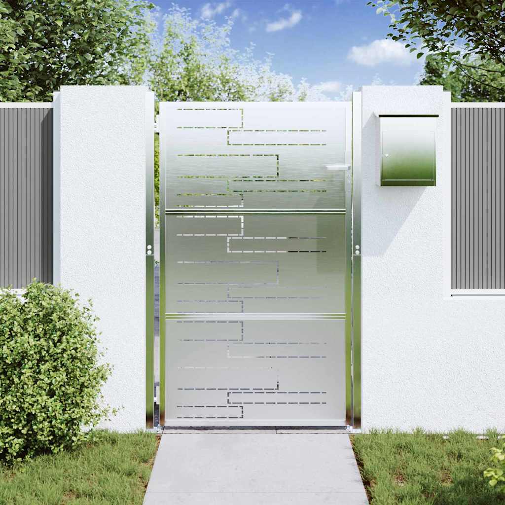 Puerta de jardín Plateado 85 x 144 cm Acero inoxidable