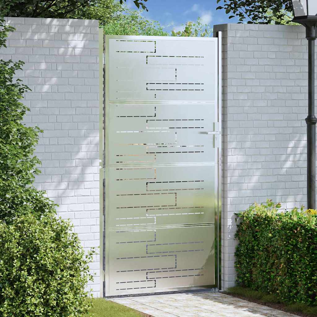 Puerta de jardín Plateado 85 x 174 cm Acero inoxidable