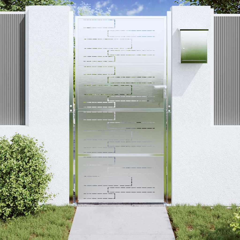 Puerta de jardín Plateado 85 x 174 cm Acero inoxidable