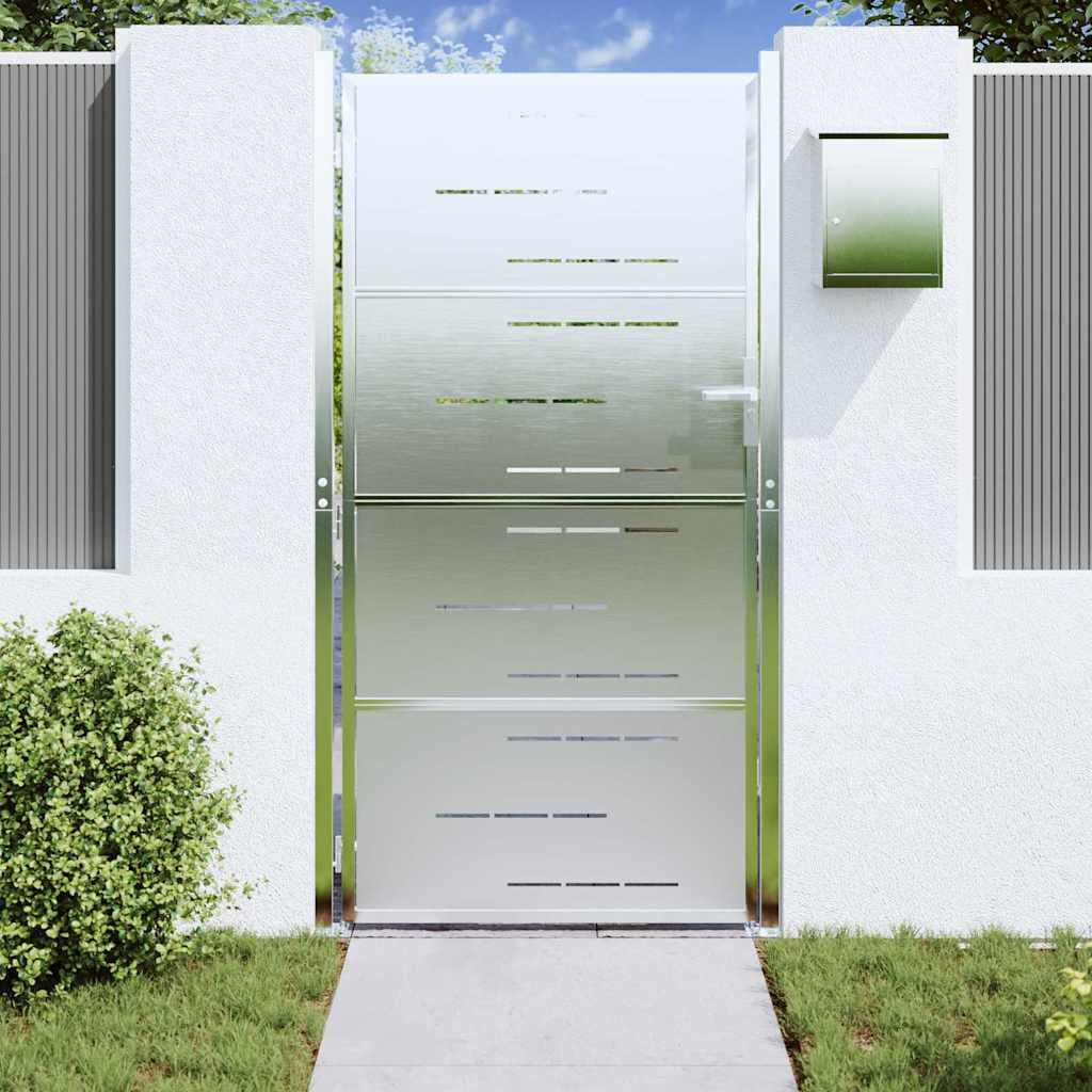 Puerta de jardín Plateado 85 x 174 cm Acero inoxidable